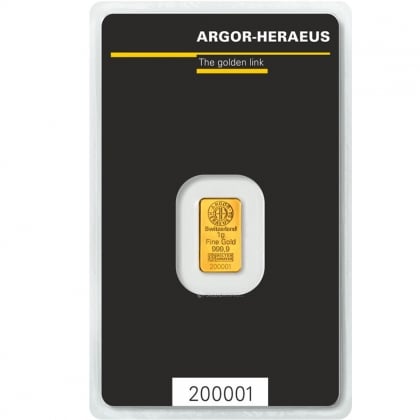 Goldbarren 1g Argor Heraeus (Blistercard)