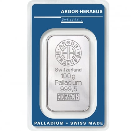 Palladiumbarren 100 Gramm Argor-Heraeus