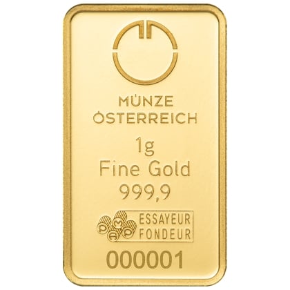 Goldbarren 1 Gramm Münze Österreich