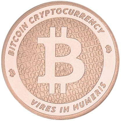 Bitcoin Münze aus Kupfer 1 oz
