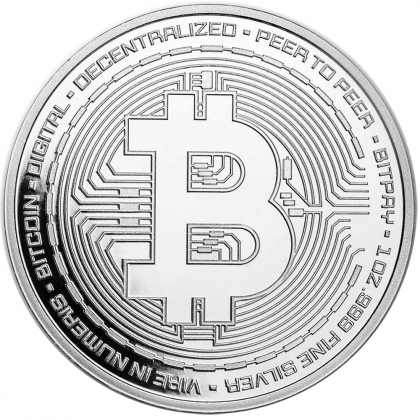Bitcoin Münze aus Silber 1 oz