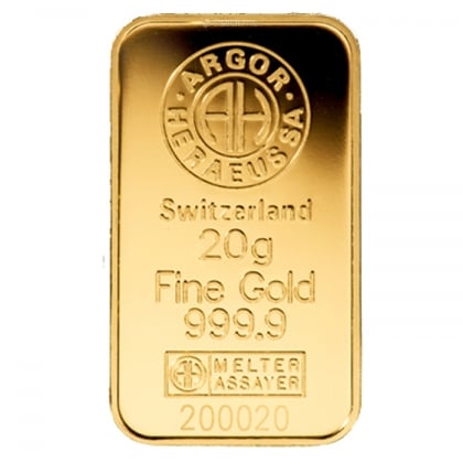 Goldbarren Argor-Heraeus 20 Gramm