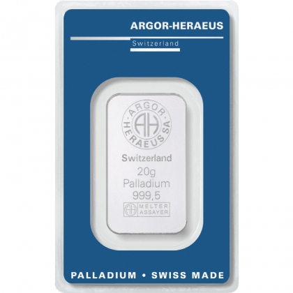 Palladiumbarren 20 Gramm Argor-Heraeus