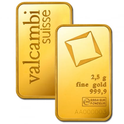 Goldbarren Valcambi 2,5 Gramm