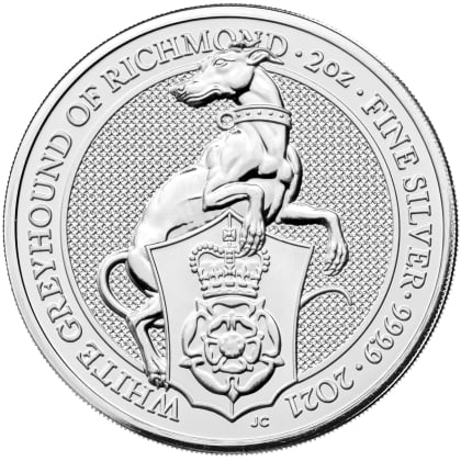 Queen's Beasts White Greyhound 2 oz Silber 2021