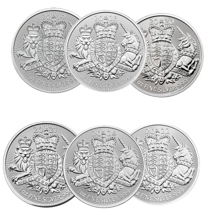 Royal Arms 6 x 1 oz Silber (Serie 2019-2024)
